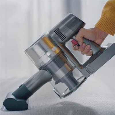 Vacuuming with the mini brush