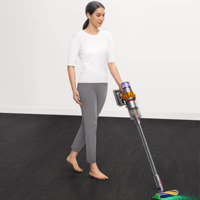 Dyson V15 Detect cleaning the floor