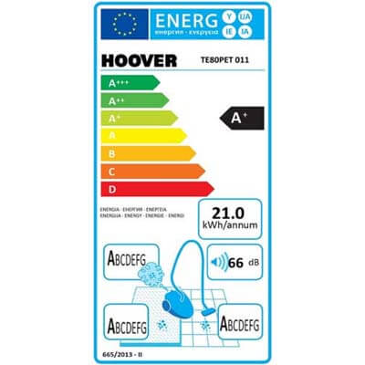 Hoover TE80PET energy label
